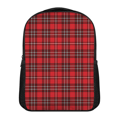 Red And White Tartan Pattern Print Casual Backpack