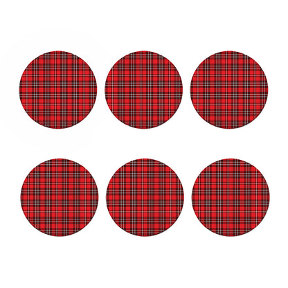 Red And White Tartan Pattern Print Coaster Set
