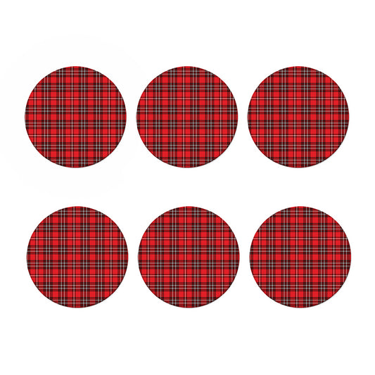 Red And White Tartan Pattern Print Coaster Set