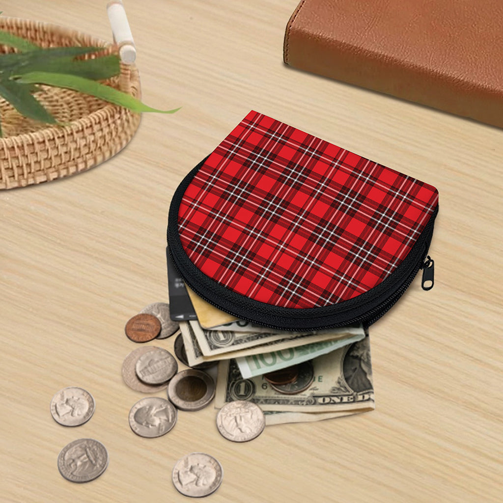 Red And White Tartan Pattern Print Coin Purse