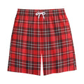 Red And White Tartan Pattern Print Cotton Shorts