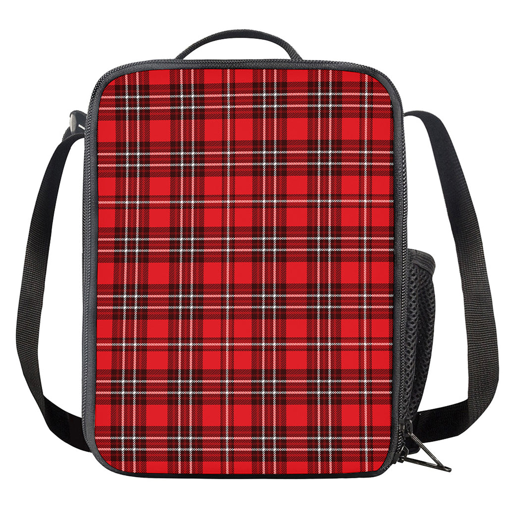 Red And White Tartan Pattern Print Crossbody Lunch Bag