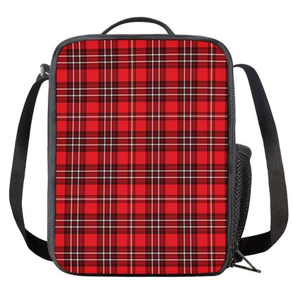 Red And White Tartan Pattern Print Crossbody Lunch Bag