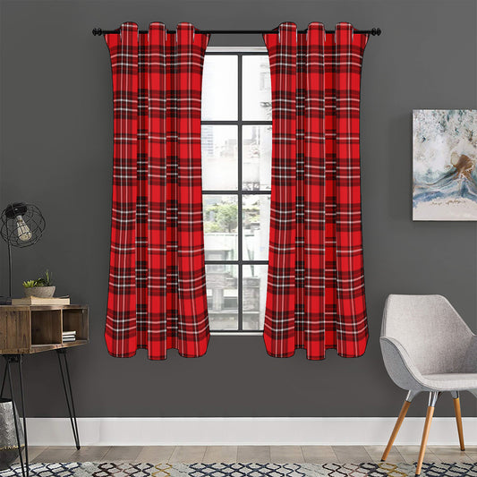 Red And White Tartan Pattern Print Curtain