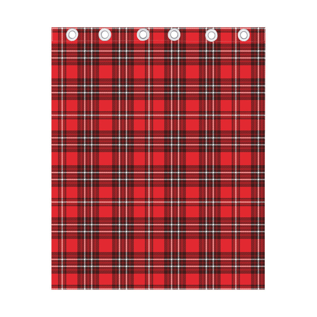 Red And White Tartan Pattern Print Curtain