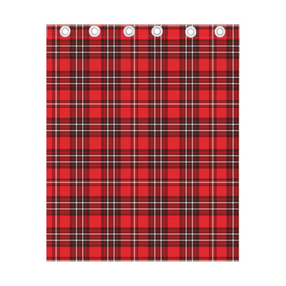 Red And White Tartan Pattern Print Curtain
