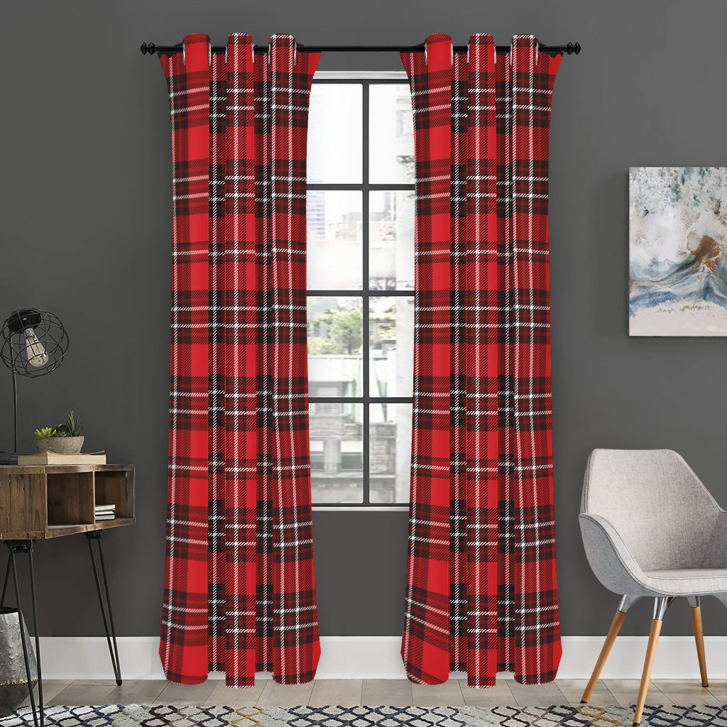 Red And White Tartan Pattern Print Curtain