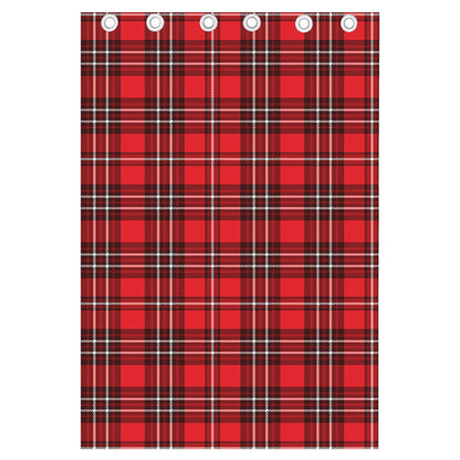 Red And White Tartan Pattern Print Curtain