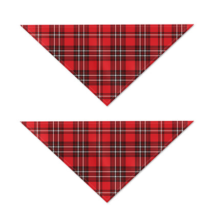 Red And White Tartan Pattern Print Dog Bandana