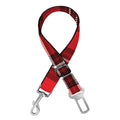 Red And White Tartan Pattern Print Dog Seat Belt