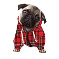 Red And White Tartan Pattern Print Dog Zip Up Hoodie