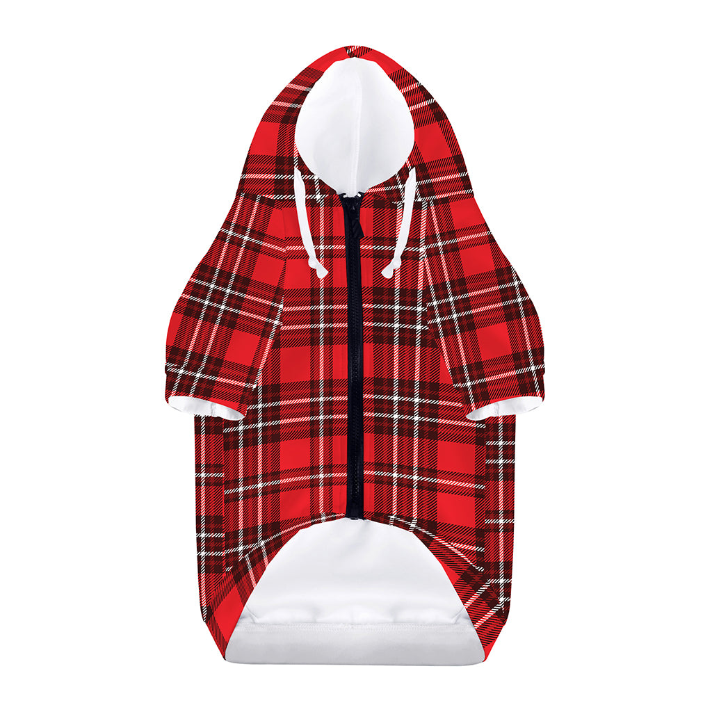 Red And White Tartan Pattern Print Dog Zip Up Hoodie
