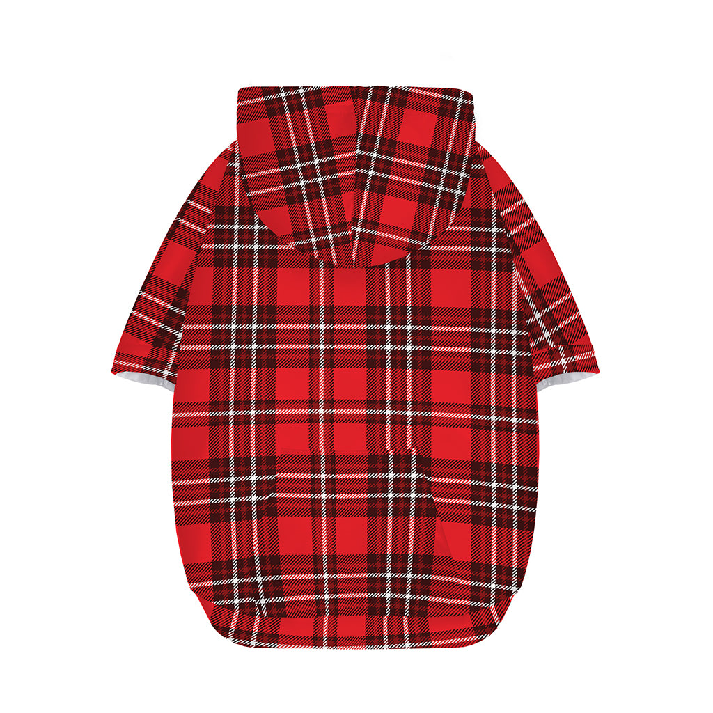 Red And White Tartan Pattern Print Dog Zip Up Hoodie
