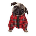 Red And White Tartan Pattern Print Dog Zip Up Jacket