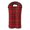 Red And White Tartan Pattern Print Double Neoprene Wine Tote