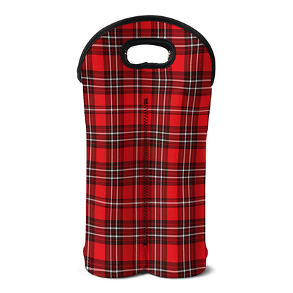 Red And White Tartan Pattern Print Double Neoprene Wine Tote
