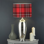 Red And White Tartan Pattern Print Drum Lamp Shade