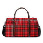 Red And White Tartan Pattern Print Duffle Bag