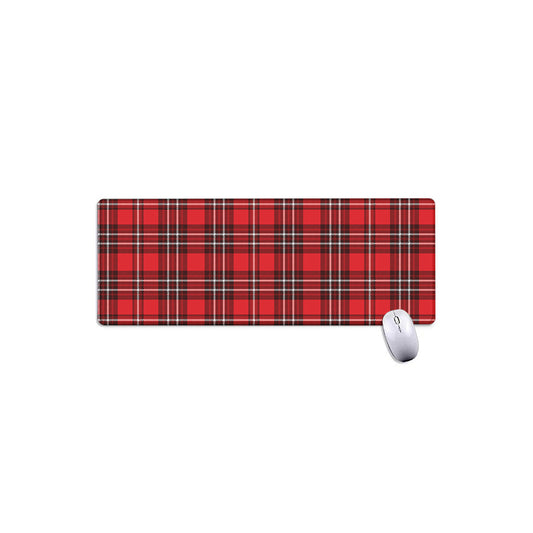 Red And White Tartan Pattern Print Extended Mouse Pad