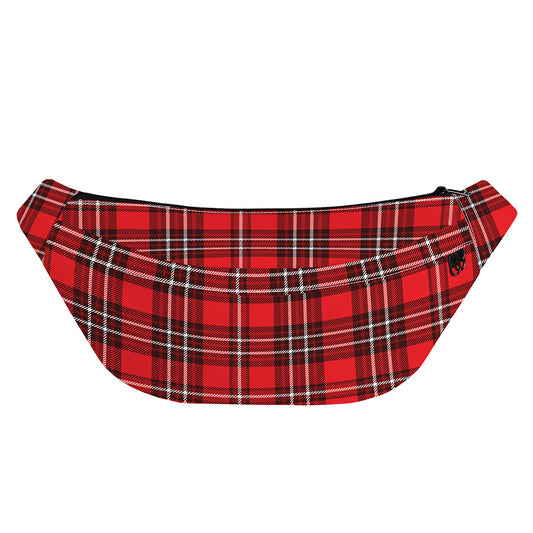 Red And White Tartan Pattern Print Fanny Pack