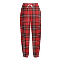 Red And White Tartan Pattern Print Fleece Lined Knit Pants