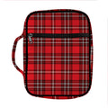 Red And White Tartan Pattern Print Front Pocket Bible Bag