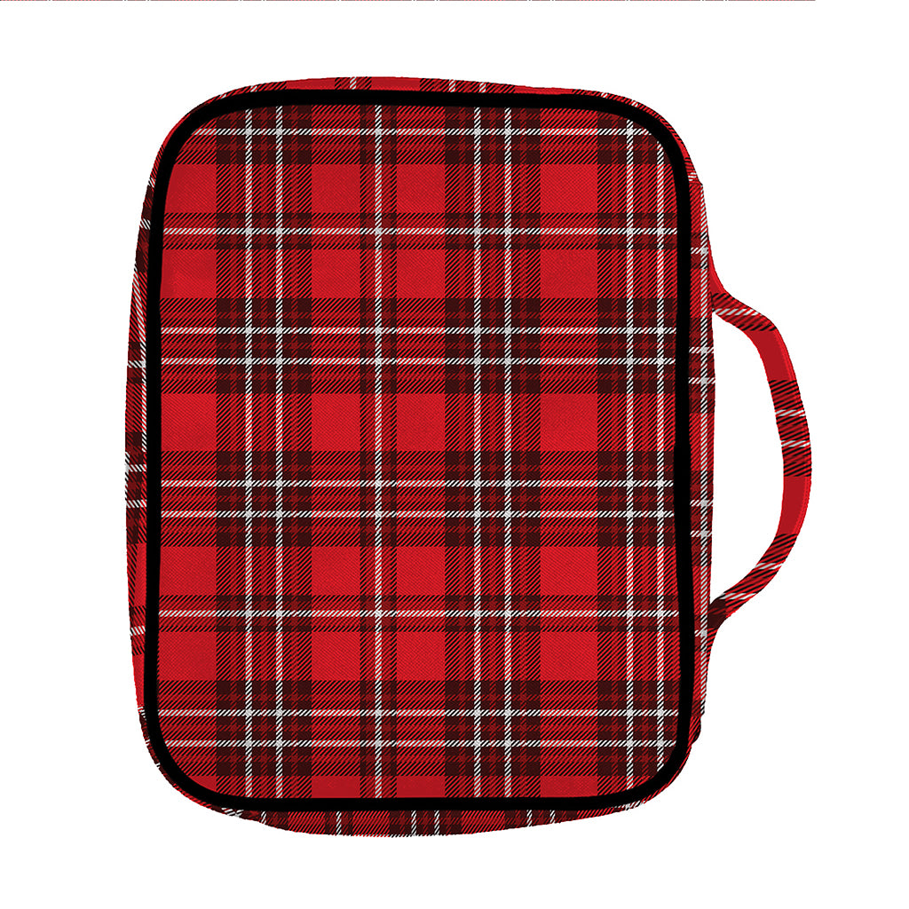 Red And White Tartan Pattern Print Front Pocket Bible Bag