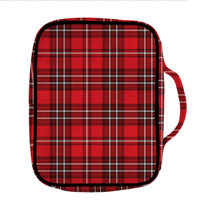 Red And White Tartan Pattern Print Front Pocket Bible Bag