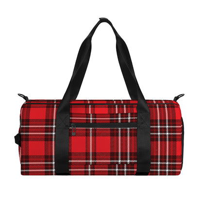 Red And White Tartan Pattern Print Gym Bag
