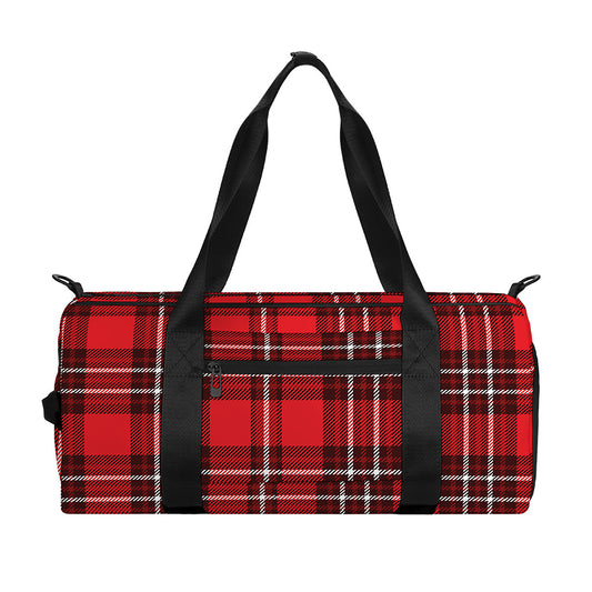 Red And White Tartan Pattern Print Gym Bag