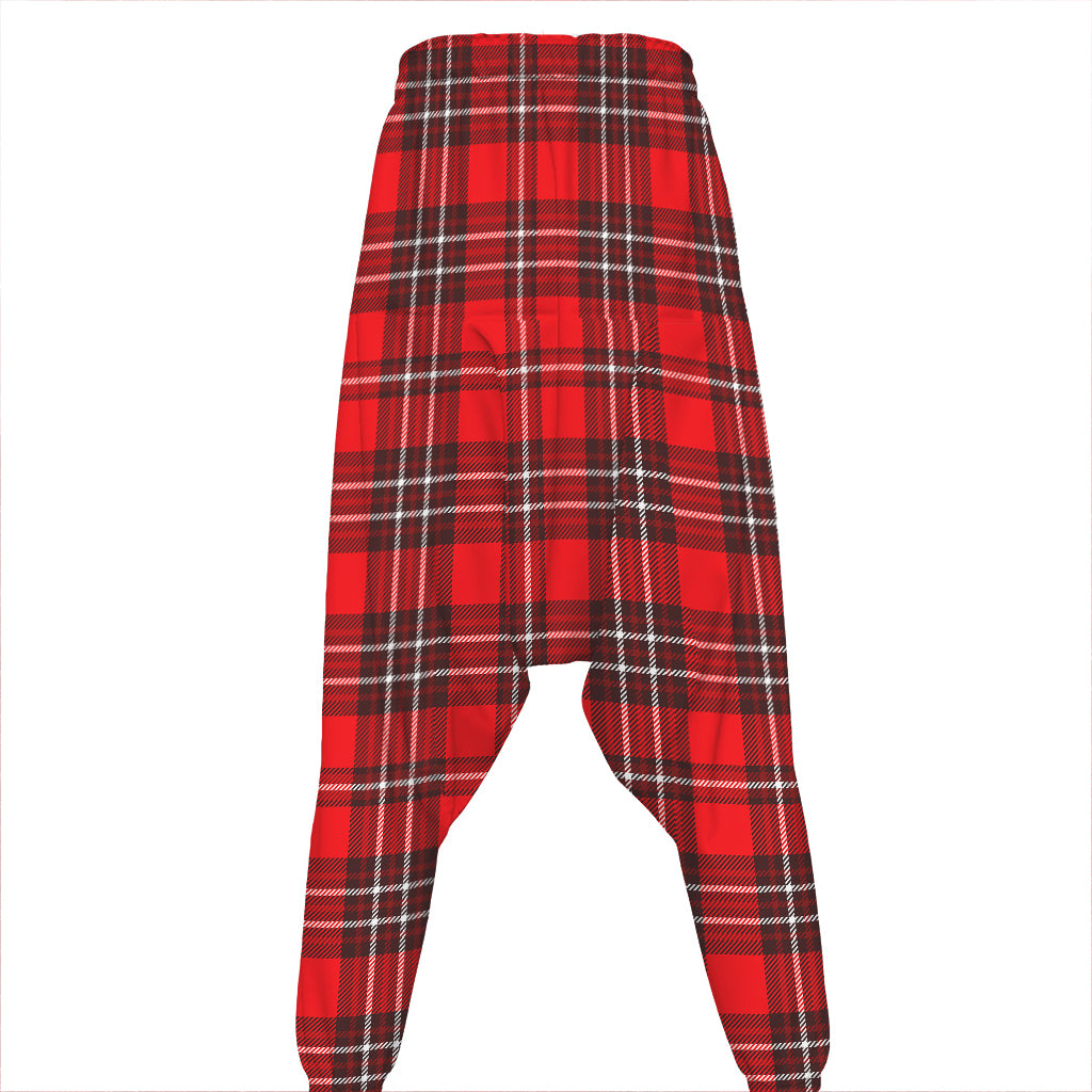 Red And White Tartan Pattern Print Hammer Pants