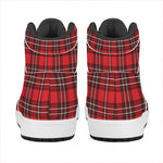 Red And White Tartan Pattern Print High Top Leather Sneakers