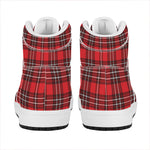Red And White Tartan Pattern Print High Top Leather Sneakers