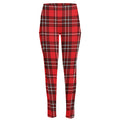 Red And White Tartan Pattern Print High-Waisted Pocket Leggings