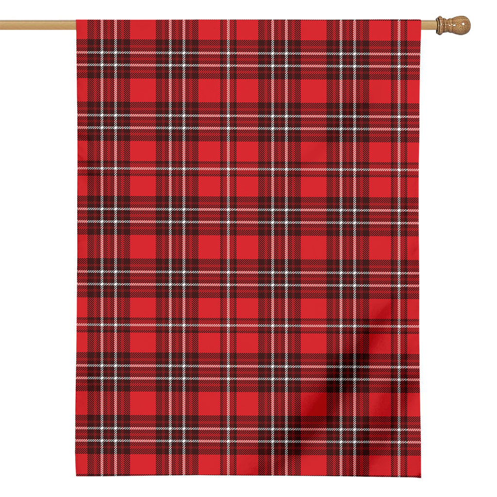 Red And White Tartan Pattern Print House Flag