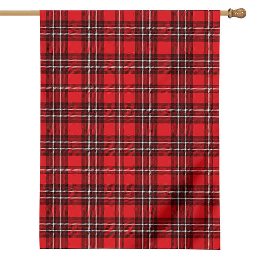 Red And White Tartan Pattern Print House Flag