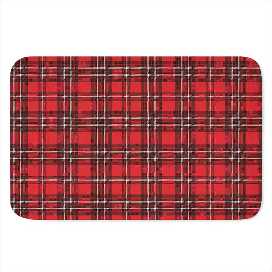 Red And White Tartan Pattern Print Indoor Door Mat