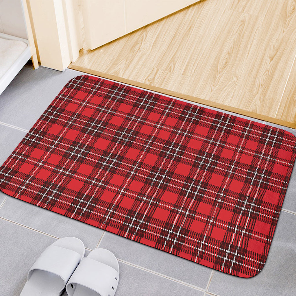 Red And White Tartan Pattern Print Indoor Door Mat