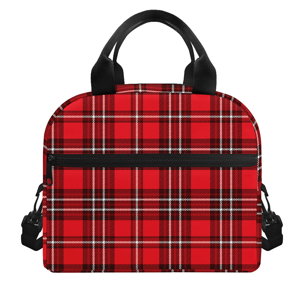 Red And White Tartan Pattern Print Insulated Lunch Bag