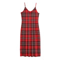 Red And White Tartan Pattern Print Jersey Midi Cami Dress