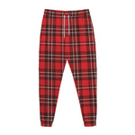 Red And White Tartan Pattern Print Jogger Pants