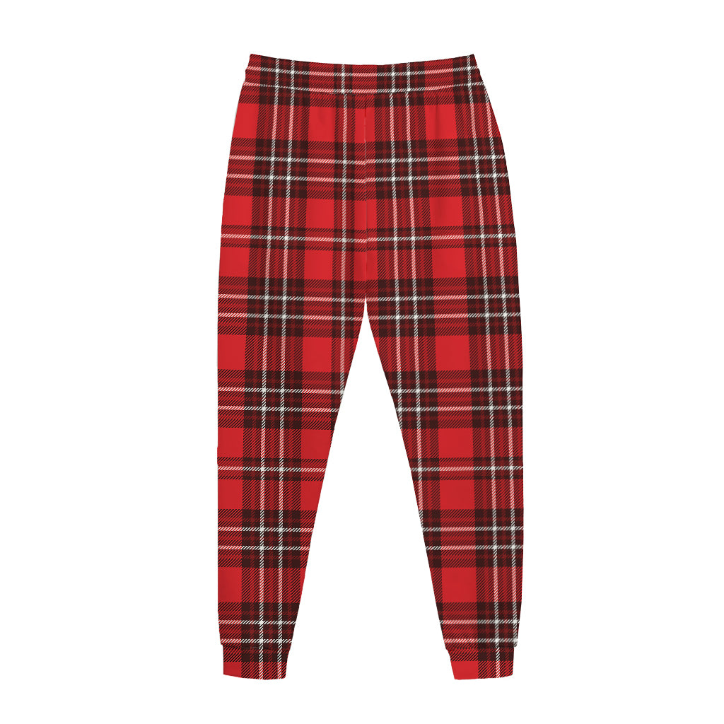 Red And White Tartan Pattern Print Jogger Pants