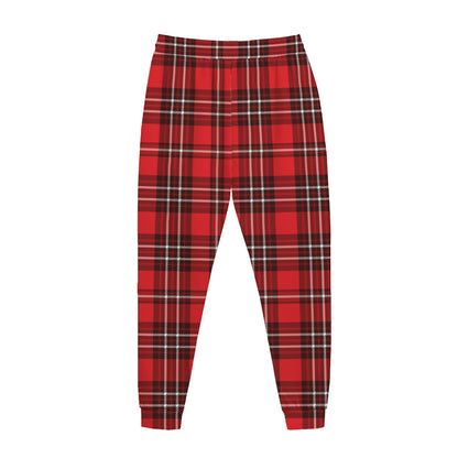Red And White Tartan Pattern Print Jogger Pants