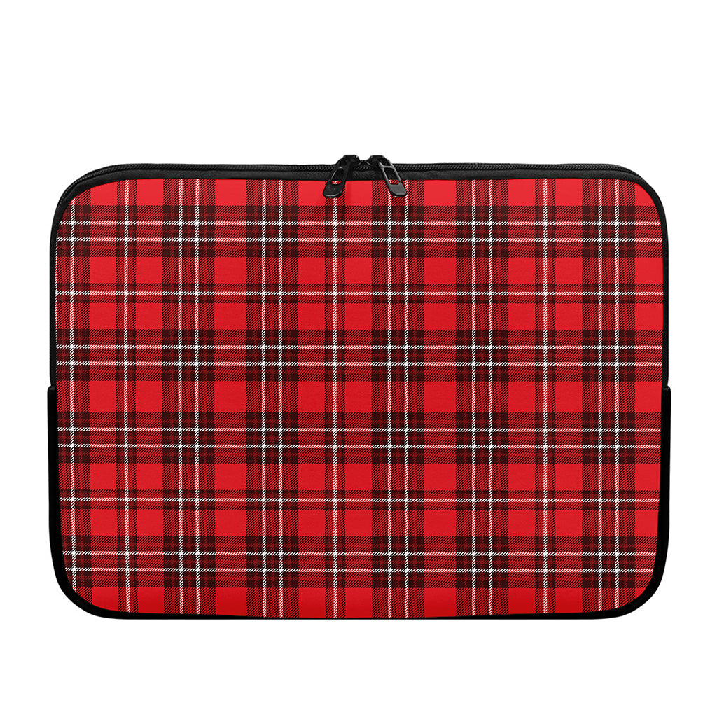 Red And White Tartan Pattern Print Laptop Sleeve