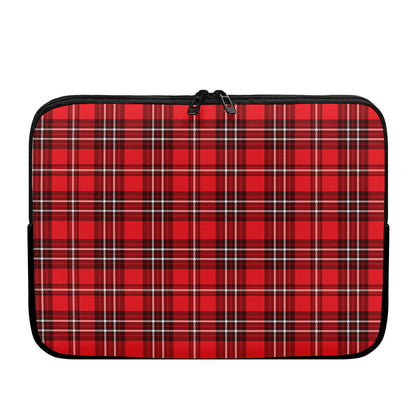 Red And White Tartan Pattern Print Laptop Sleeve