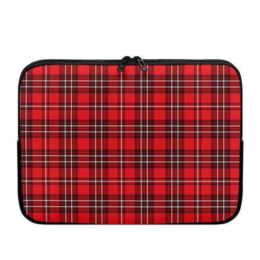 Red And White Tartan Pattern Print Laptop Sleeve