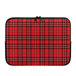 Red And White Tartan Pattern Print Laptop Sleeve