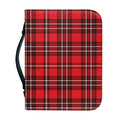 Red And White Tartan Pattern Print Leather Bible Cover