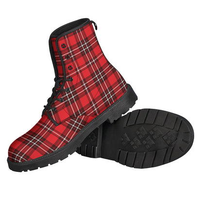 Red And White Tartan Pattern Print Backpack