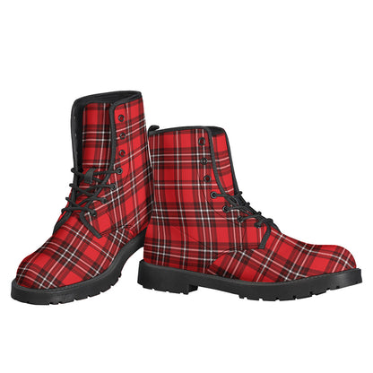 Red And White Tartan Pattern Print Backpack